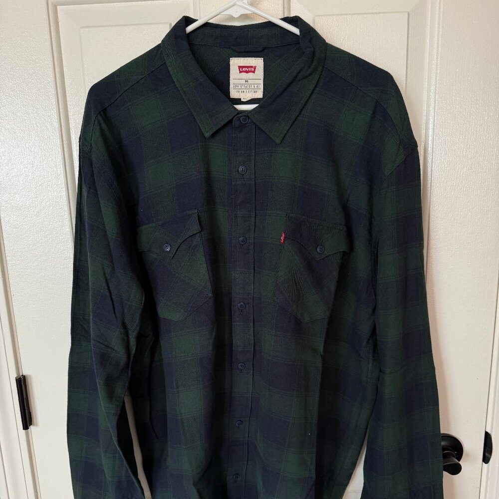 Levi's men's long sleeve green and blue plaid shirt - size XXL - never worn!